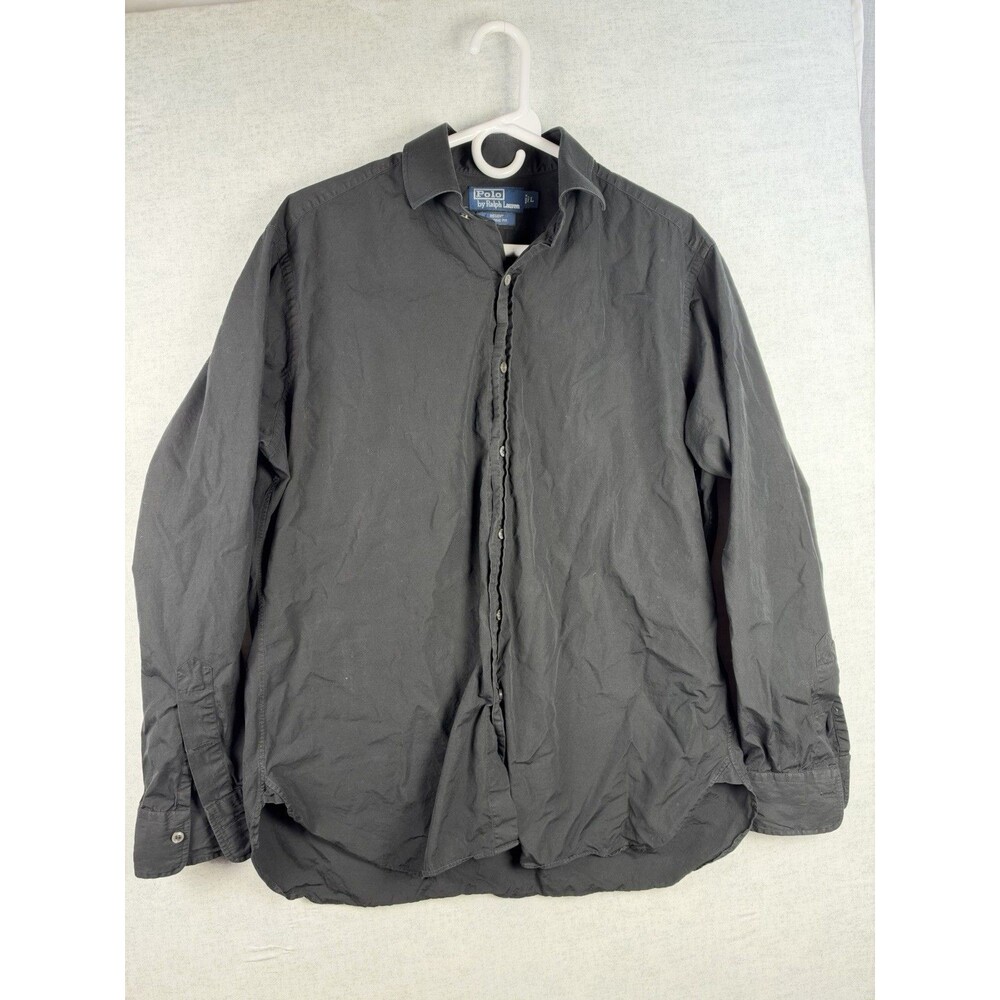 Polo Ralph Lauren Mens Black L Large LS Regent Classic Fit Button Up Shirt Italy